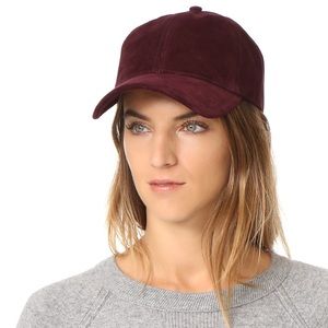 Rag & Bone suede Marilyn Baseball Cap- burgundy